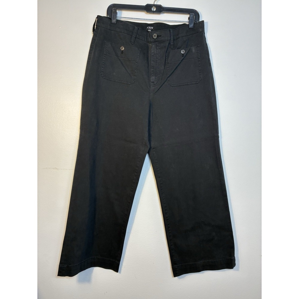 NEW! J Crew Sailor Slim Wide Leg Chino Pants Sz 31 Black Preppy Cropped Ankle